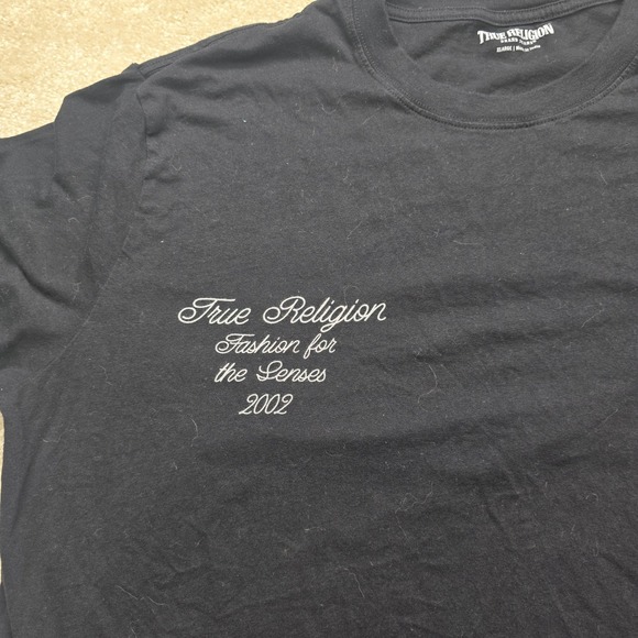 True Religion Brand Jeans Men's Black Graphic T Shirt Est 2002 World Tour XL - Picture 3 of 8